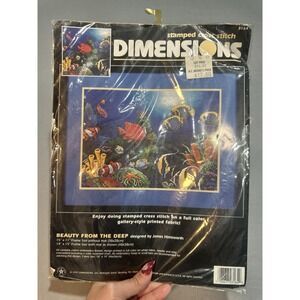 Dimensions Stamped Cross Stitch Kit Beauty From Deep #3164‎ Tropical Fish Ocean